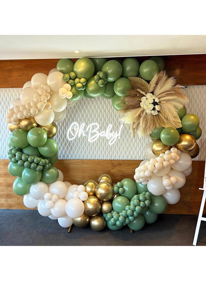 160Pcs Sage Green Gold Balloon Garland Arch Kit, Olive Green White Sand Gold Confetti Balloon with Heart Foil Balloons for Baby Shower Birthday Wedding Engagement Party Decorations - Image 2