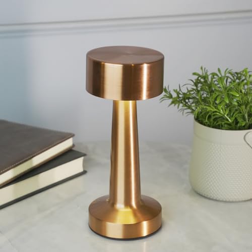 Chronos Modern Cordless LED Table Lamp (Rose Gold) - USB Rechargeable Portable Touch Control Dimmable 3 Light Color Tunable Table Lamp for Hotel, Cafe, Restaurant or Home for Bedside, Center or Dining - Image 1