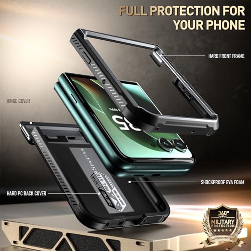 Poetic Spartan Case for Motorola Moto Razr Ultra 2025,[Kickstand][Hinge Protection][20FT Mil-Grade Drop Tested], Full-Body Rugged Shockproof Protective Cover with Kickstand, Metallic Gun Metal - Image 3