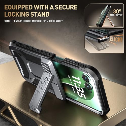 Poetic Spartan Case for Motorola Moto Razr Ultra 2025,[Kickstand][Hinge Protection][20FT Mil-Grade Drop Tested], Full-Body Rugged Shockproof Protective Cover with Kickstand, Metallic Gun Metal - Image 4