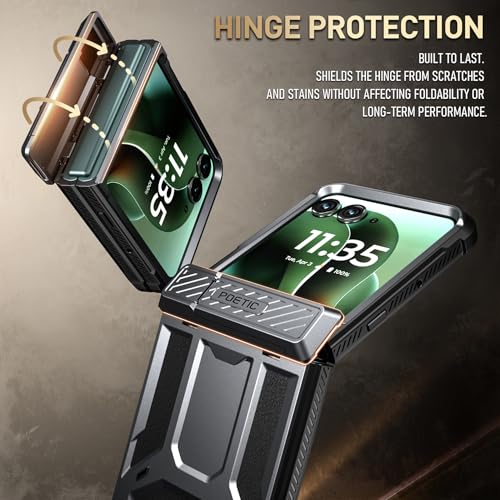 Poetic Spartan Case for Motorola Moto Razr Ultra 2025,[Kickstand][Hinge Protection][20FT Mil-Grade Drop Tested], Full-Body Rugged Shockproof Protective Cover with Kickstand, Metallic Gun Metal - Image 5