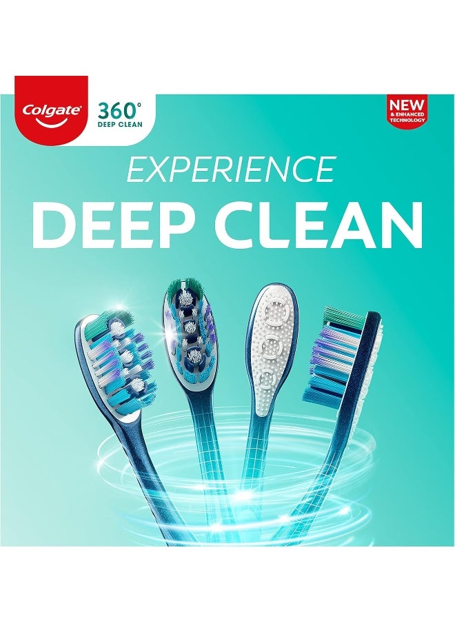 Colgate Colgate 360 Whole Mouth Clean, Medium Toothbrush for Adults, 4 Pack, Packaging May Vary  - Image 2