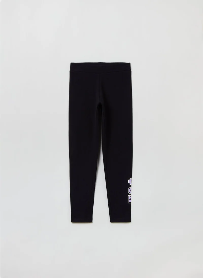 او في اس Printed Stretch Cotton Leggings