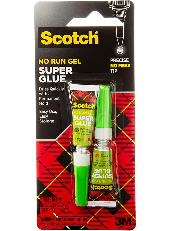 Scotch  Super Glue Gel 0.7 Oz 2Gr. Per Tube Clear Color Strong Adhesion Instant Bonding Glue Liquid With Precision Applicator All Purpose Fast Drying Super Glue 2 Tubes Pack - Image 1