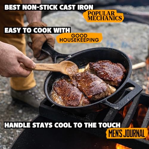 Stargazer 13.5-Inch Cast Iron Skillet | Made in USA, Seasoned, Premium Frying Pan for Grilling, Searing, Baking & More – Durable Cast Iron with Smooth Cooking Surface - Image 4