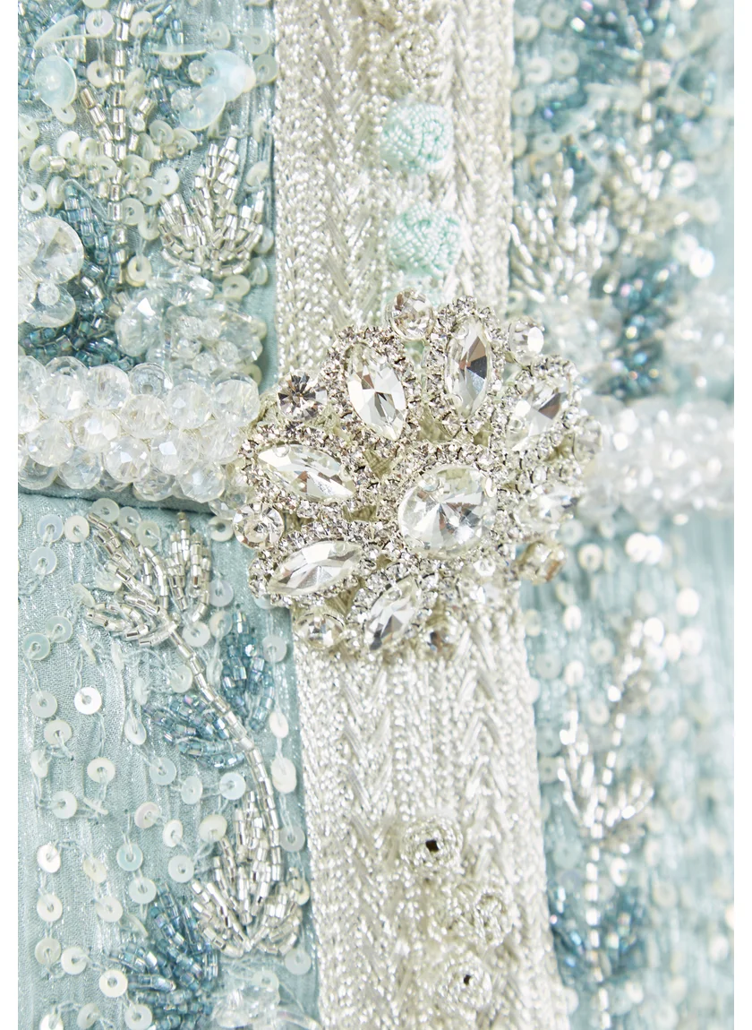 Amri Embroidered Chiffon Jalabiya with Attached Cape And Round Neckline