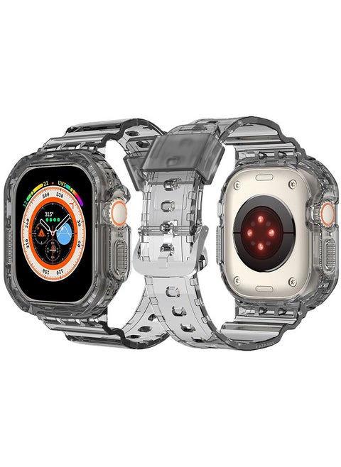 Clear iwatch Strap Bands TPU Smart Apple Watch Bands 49mm with Bumper Protective Case Crystal Sports Wristband Compatible with Series Ultra2,Ultra
