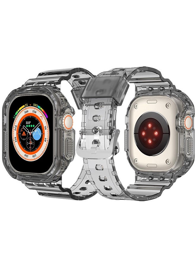CATANES - Clear iwatch Strap Bands TPU Smart Apple Watch Bands 49mm with Bumper Protective Case Crystal Sports Wristband Compatible with Series Ultra2,Ultra - Image 1