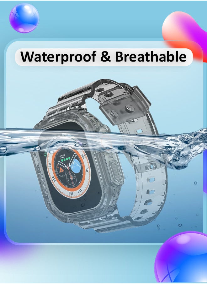 CATANES - Clear iwatch Strap Bands TPU Smart Apple Watch Bands 49mm with Bumper Protective Case Crystal Sports Wristband Compatible with Series Ultra2,Ultra - Image 1