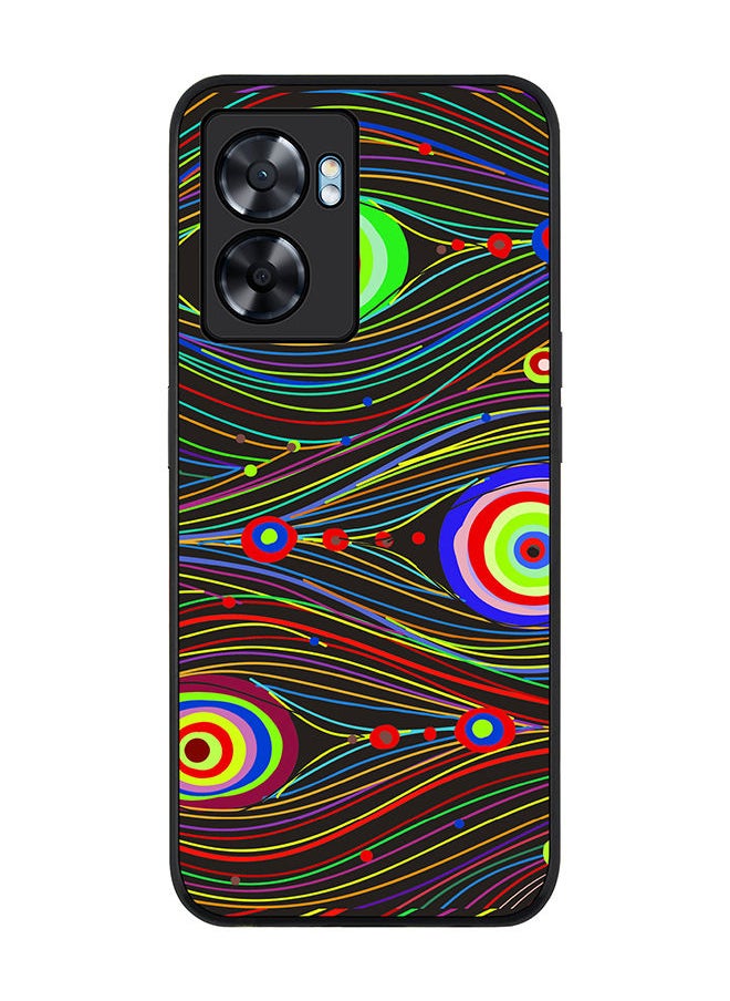 Stylizedd Rugged Black edge case for Oppo A57 Slim fit Soft Case Flexible Rubber Edges Anti Drop TPU Gel Thin Cover - Peacock Eyes  - Image 1