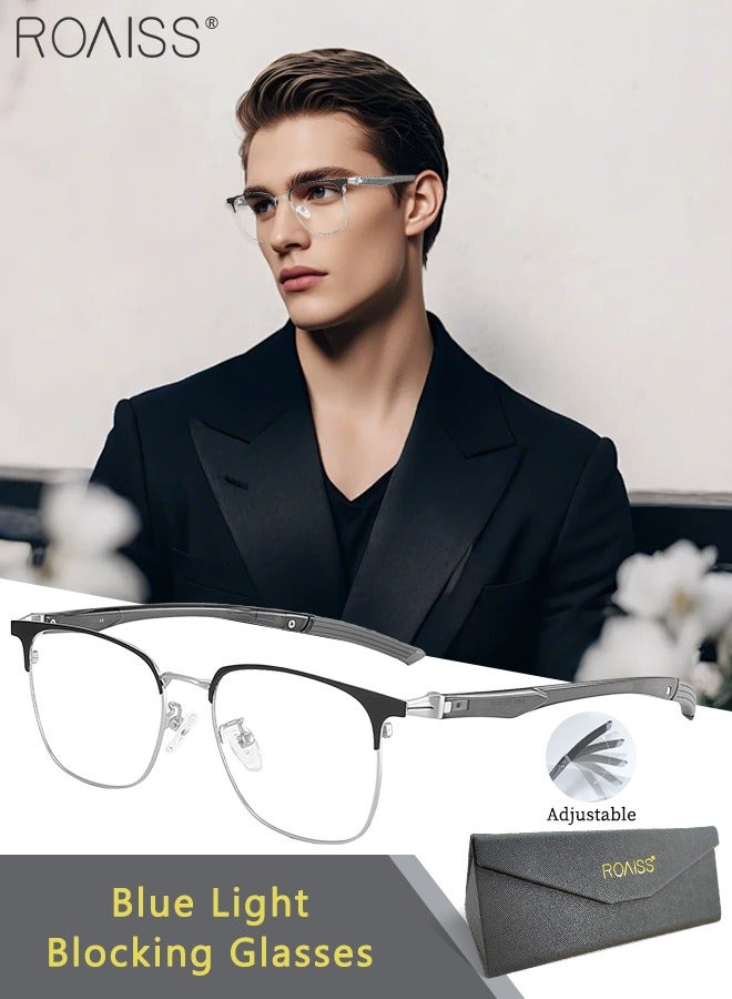 roaiss Men's Anti-blue Light Glasses, Ultra-light Alloy Business Sports Glasses, Adjustable Temples, Anti-ultraviolet Computer Eyeglasses, Effectively Relieve Eye Fatigue - Image 1