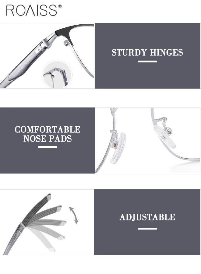 roaiss Men's Anti-blue Light Glasses, Ultra-light Alloy Business Sports Glasses, Adjustable Temples, Anti-ultraviolet Computer Eyeglasses, Effectively Relieve Eye Fatigue - Image 4