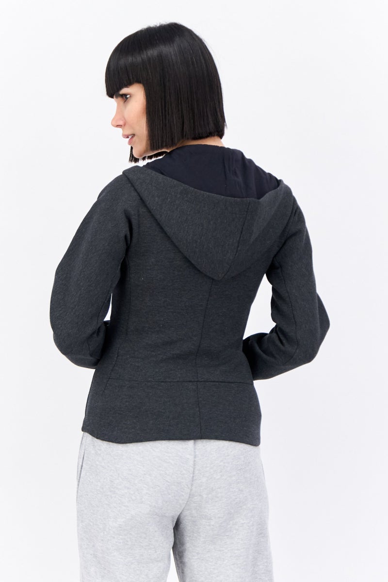 Adidas Women Sportswear Fit Long Sleeve Outdoor Sweatshirt, Charcoal  - Image 3
