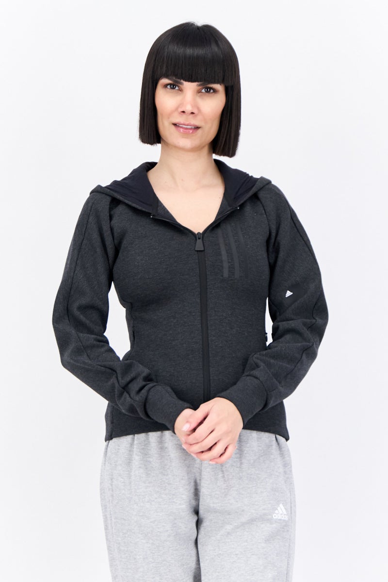 Adidas Women Sportswear Fit Long Sleeve Outdoor Sweatshirt, Charcoal  - Image 1