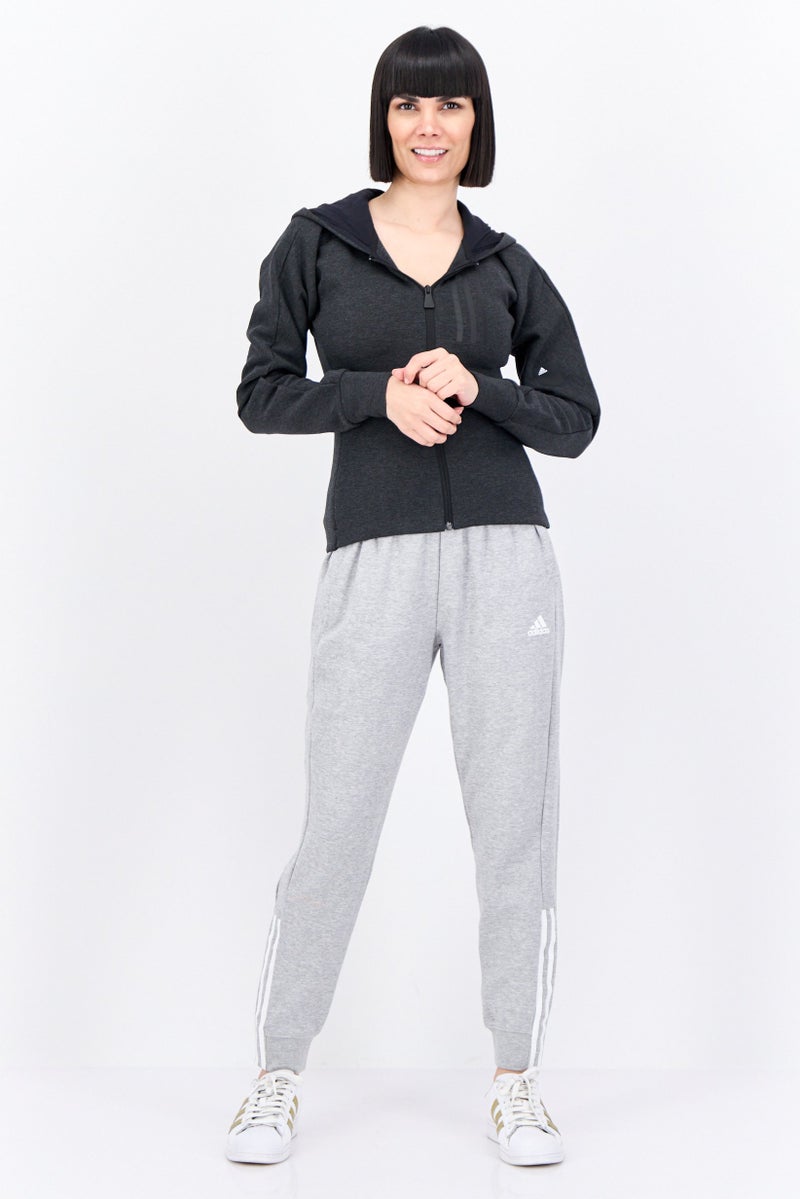 Adidas Women Sportswear Fit Long Sleeve Outdoor Sweatshirt, Charcoal - Image 4