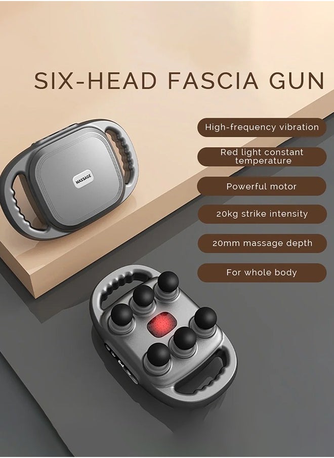 Fascia Massager 6 Heads Massage Gun Muscle Relaxation Electric Massager Body Massage Deep Tissue Muscle Relief Back Leg Neck
