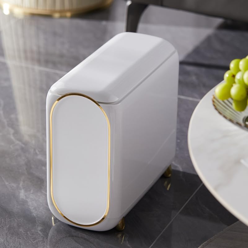 Seadra Light Luxury Highend Press Type Trash Bin with Lid Household Living Room Bathroom Toilet Lid Narrow Slit Kitchen Large Trash - Image 4