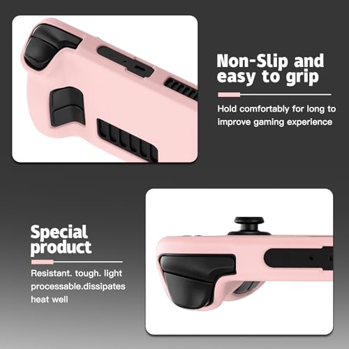 bibuks Steam Deck Case,Steam Deck OLED Protective Case,Non-Slip Skin Protective Shell Accessories with Kickstand ,2 Screen Protector, 4 Thumb Grip (Pink) - Image 5