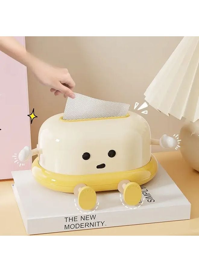 Yellow Spring Loaded Tissue Box Holder Modern Square Plastic Design For Kitchen Bathroom - Image 3