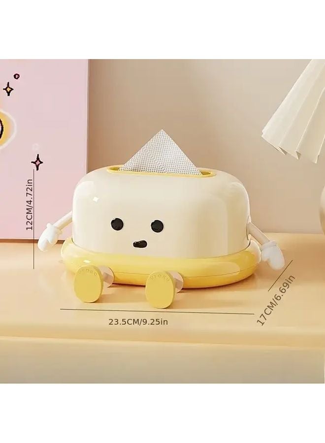 Yellow Spring Loaded Tissue Box Holder Modern Square Plastic Design For Kitchen Bathroom - Image 1