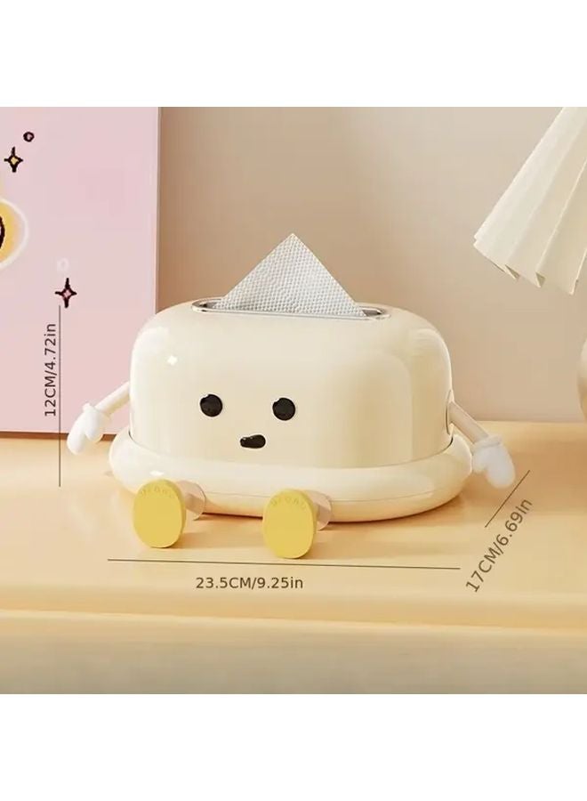 Yellow Spring Loaded Tissue Box Holder Modern Square Plastic Design For Kitchen Bathroom - Image 4