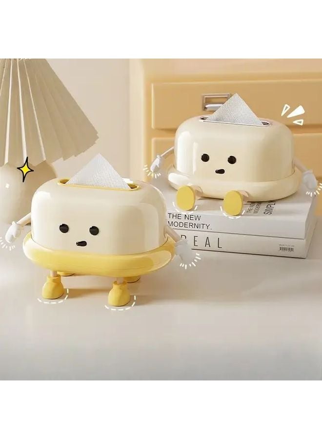 Yellow Spring Loaded Tissue Box Holder Modern Square Plastic Design For Kitchen Bathroom - Image 2