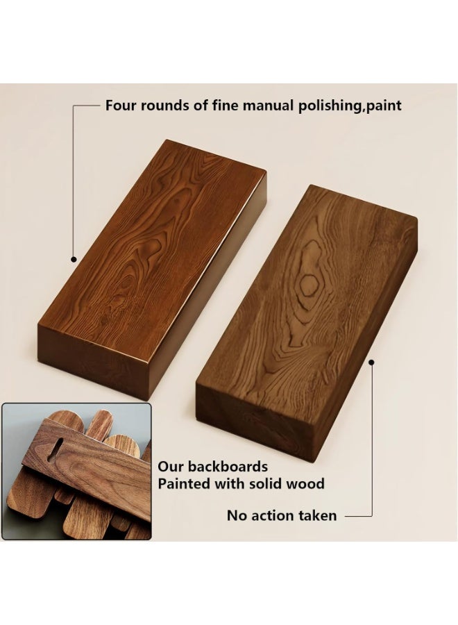 Relex Wall Mounted Piano Key Hanger, Flip Style Hook, Entrance Wall Art Hook, Made of Oak Wood (3 Times Painted, 4 Times Polished) (Tray Walnut, 4Hooks) - Image 4