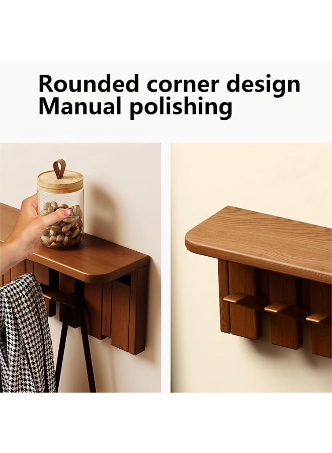 Relex Wall Mounted Piano Key Hanger, Flip Style Hook, Entrance Wall Art Hook, Made of Oak Wood (3 Times Painted, 4 Times Polished) (Tray Walnut, 4Hooks) - Image 2