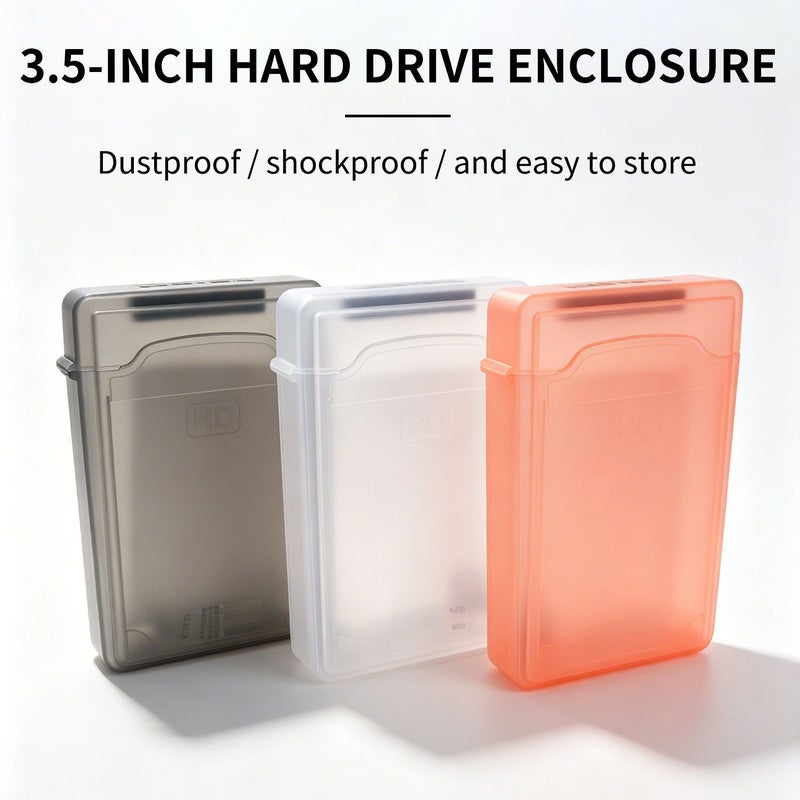 Orange Transparent 3.5 Inch Hard Drive Protective Case Anti Static Dustproof Shock Resistant - Image 1