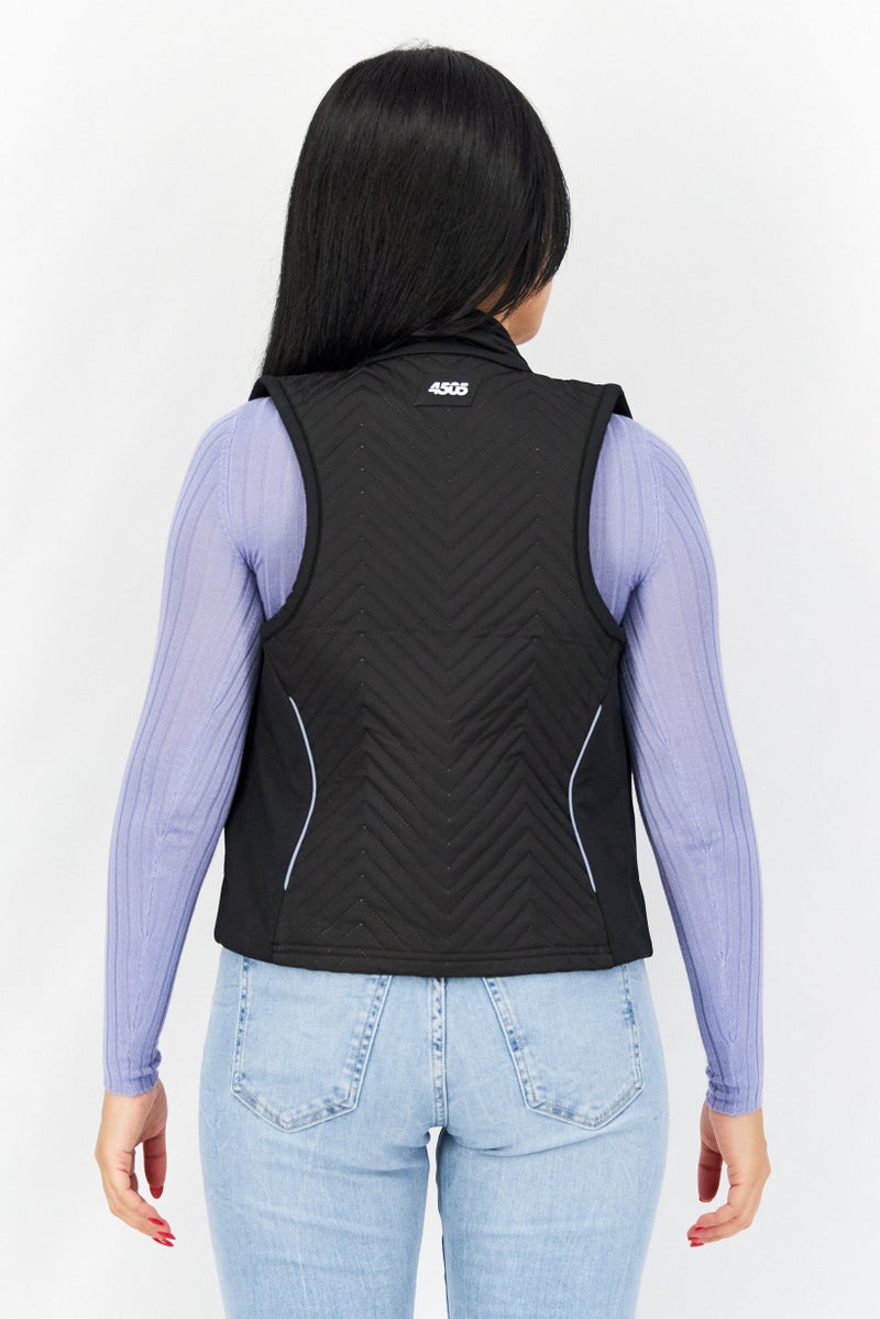 Asos Design Women Textured Sleeveless Vest Jacket, Black - Image 2