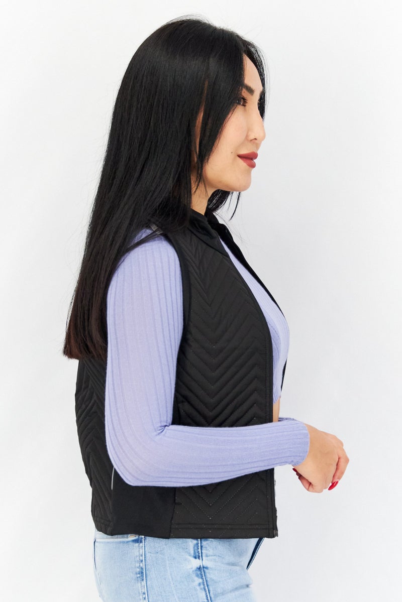 ASOS سترة نسائية بدون أكمام ذات نسيج، سوداء - Image 2