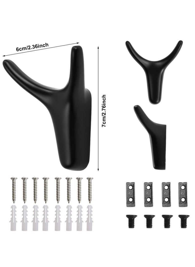 Generic 4-Pack Aluminum Alloy Wall Hooks, Heavy Duty, Black, Wall Mounted with Screws for Bathroom, Kitchen, and Bedroom  - Image 2