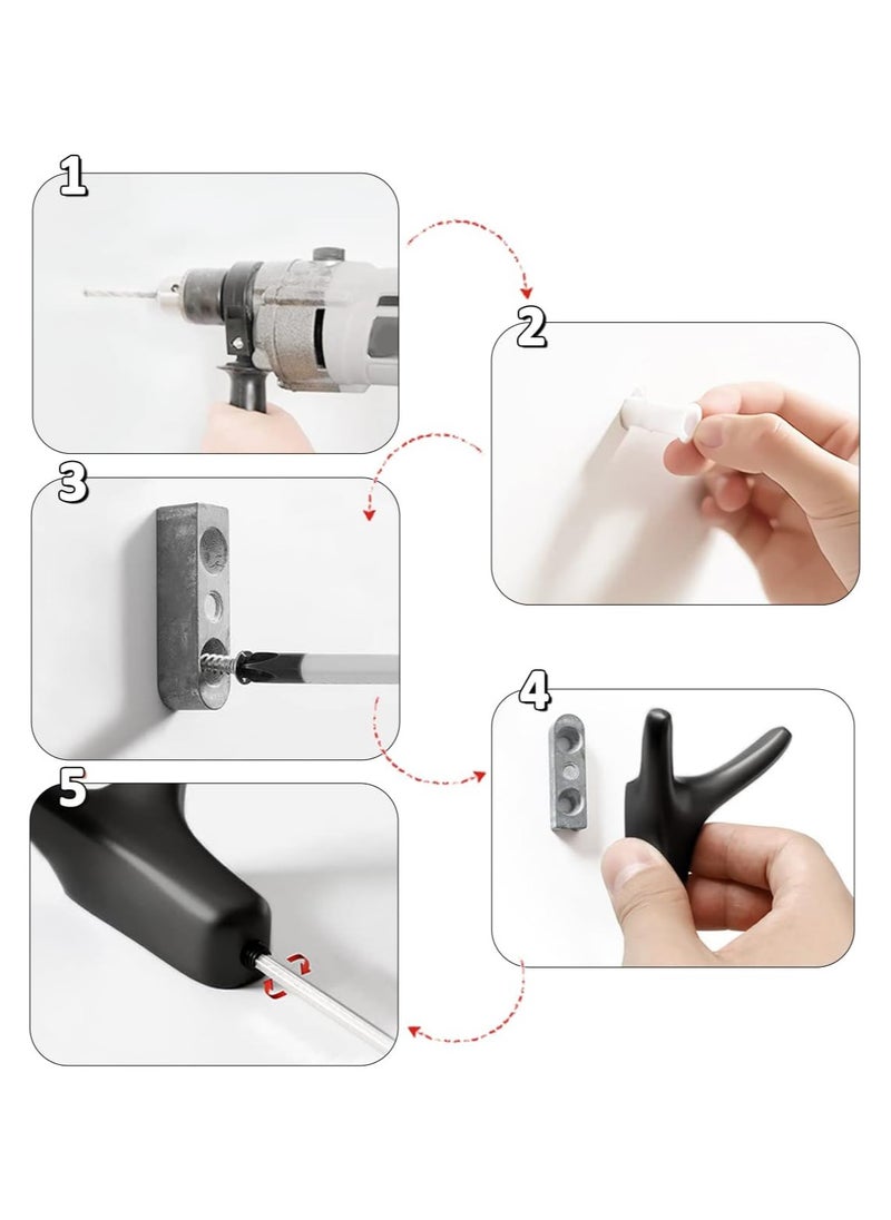 Generic 4-Pack Aluminum Alloy Wall Hooks, Heavy Duty, Black, Wall Mounted with Screws for Bathroom, Kitchen, and Bedroom  - Image 3