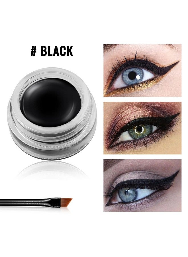 Erinde Erinde Black Gel Eyeliner, Waterproof Long Lasting Cream Eyeliner Gel, High-Intensity Pigments Smudge-Proof Eye Liner Eyebrow Makeup, Water-Resistant Eyeliner with 2PCS Brushes, 02# Balck  - Image 2