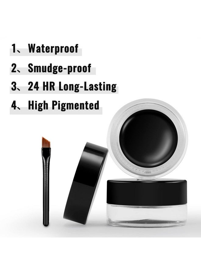 Erinde Erinde Black Gel Eyeliner, Waterproof Long Lasting Cream Eyeliner Gel, High-Intensity Pigments Smudge-Proof Eye Liner Eyebrow Makeup, Water-Resistant Eyeliner with 2PCS Brushes, 02# Balck  - Image 5