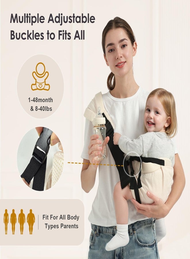 MISSWISDOM Toddler Sling Carrier, Adjustable Baby Carrier Sling 8-40 lbs, Lightweight Toddler Carrier Baby Sling Carrier, Toddler Hip Carriers One Size Fits All, Beige Mesh - Image 2