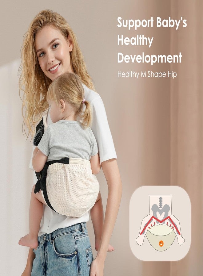 MISSWISDOM Toddler Sling Carrier, Adjustable Baby Carrier Sling 8-40 lbs, Lightweight Toddler Carrier Baby Sling Carrier, Toddler Hip Carriers One Size Fits All, Beige Mesh - Image 3