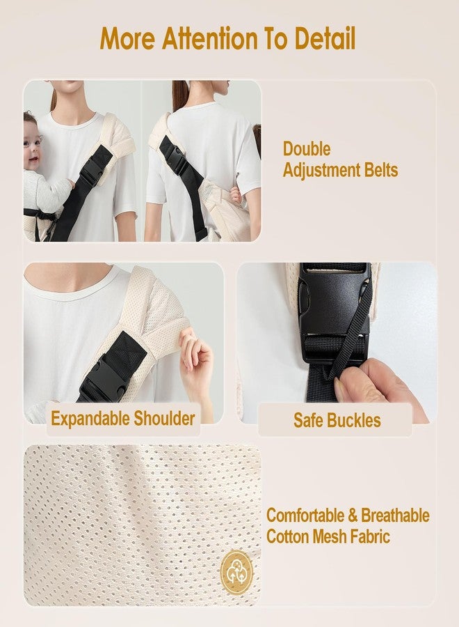MISSWISDOM Toddler Sling Carrier, Adjustable Baby Carrier Sling 8-40 lbs, Lightweight Toddler Carrier Baby Sling Carrier, Toddler Hip Carriers One Size Fits All, Beige Mesh - Image 4