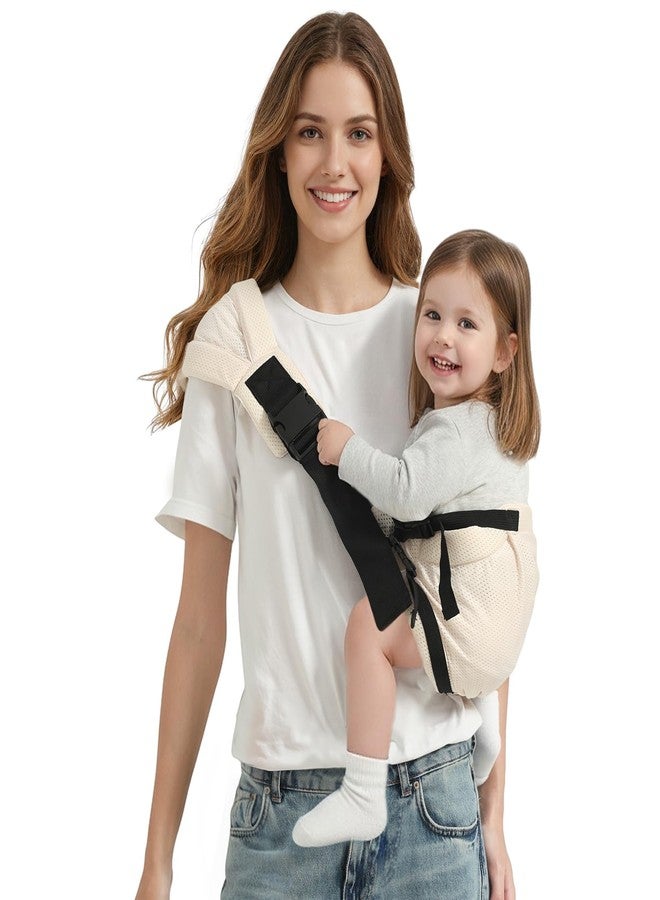 MISSWISDOM Toddler Sling Carrier, Adjustable Baby Carrier Sling 8-40 lbs, Lightweight Toddler Carrier Baby Sling Carrier, Toddler Hip Carriers One Size Fits All, Beige Mesh - Image 1