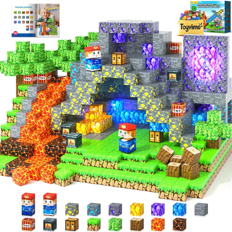 Toyvimo Magnetic Blocks 100PCS Kids Toys Magnetic Building Blocks Build Mine Magnet World Craft Cubes Boys Toys Ages 35 46 57 68 312 Year Old Boy Birthday Gifts - Image 2