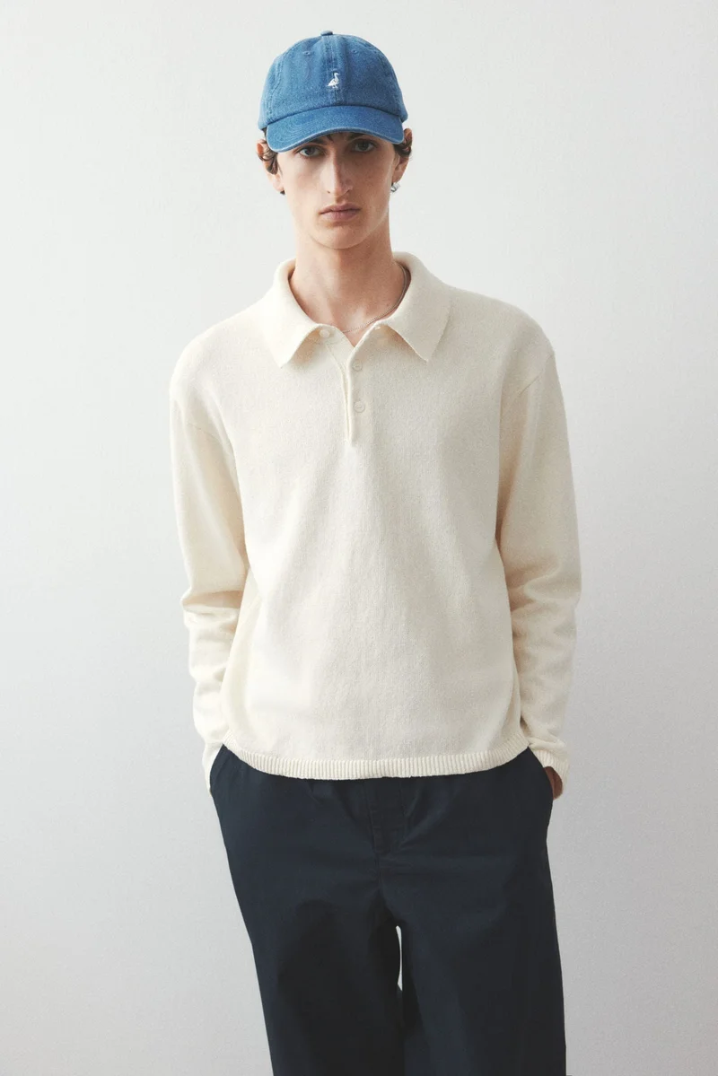 H&M Loose Fit Fine-knit polo shirt