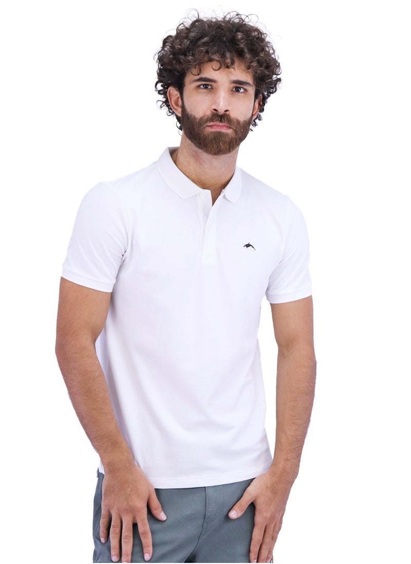 GIORDANO - Men's Embroidery Solid Polo - White - Image 1