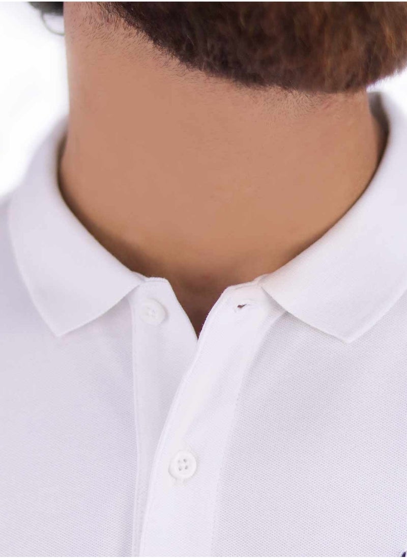 GIORDANO - Men's Embroidery Solid Polo - White - Image 1