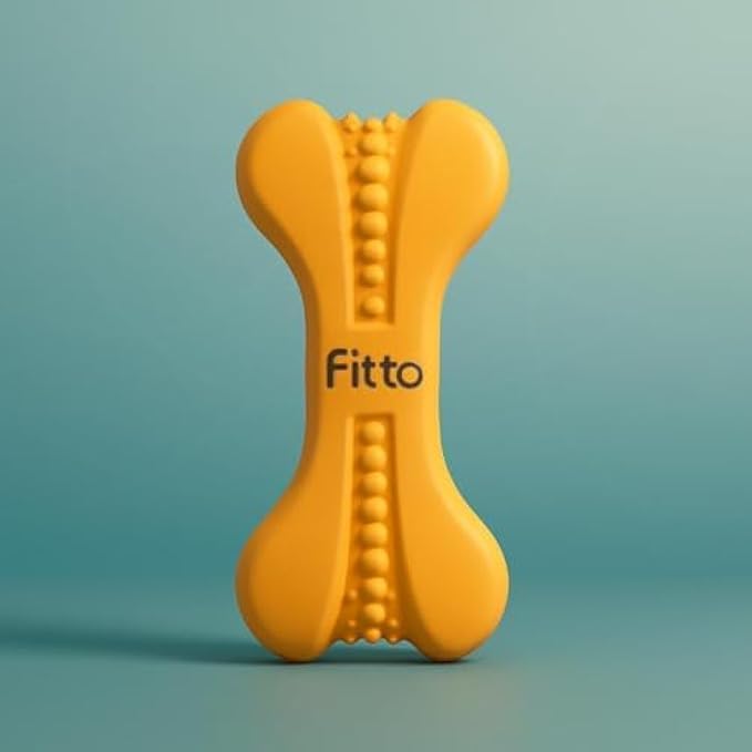 Fitto Dog Bone Toy Orange 15 x 6.3 cm - Chew Toy for Dogs & Puppies, Bone Shaped Pet Toy for Chewing, Fetch and Play - Image 1