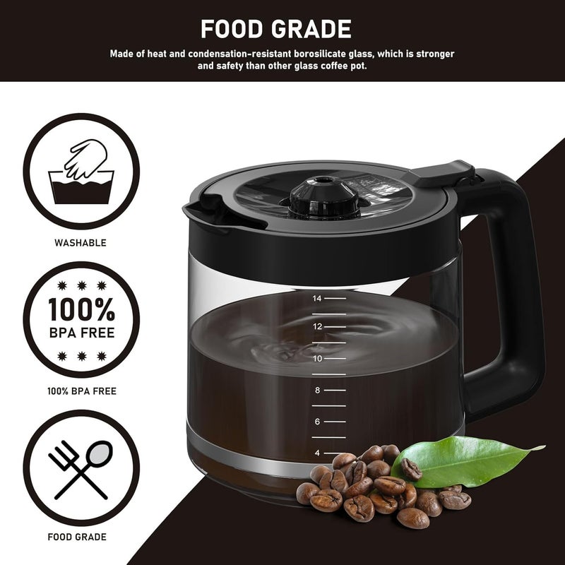 Colidier 14-Cup Coffee Pot Replacement Carafe Compatible with Mr. Coffee 14-Cup Programmable Coffee Maker, Model #: BVMC-PC14-CARAFE. 1 Pack - Image 4