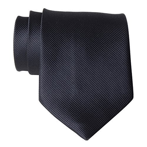 QBSM Mens Black Solid Color Neckties Formal Dress Suit Neck Tie Gifts for Men Valentine's Day Gifts - Image 1