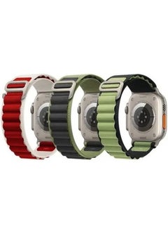 3Pack for Apple Watch Alpine Loop Band 49mm/45mm/44mm Nylon Woven Sport Strap Compatible with iWatch Series 8/Ultra/7/SE/6/5/4/3/2/1 Red,White/Green,Black/Black,Green