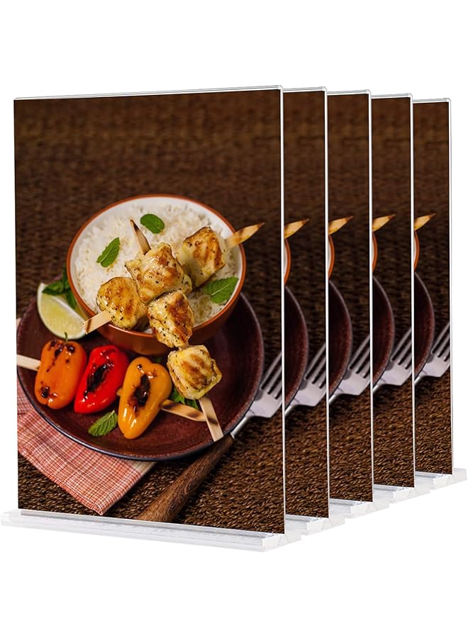 erorex A5 Stand Table Stand Pack Of 5 Acrylic Sign Holder A5 T Stand Advertising Stand Menu Card Holder For Restaurants Menus Documents Office - Image 1