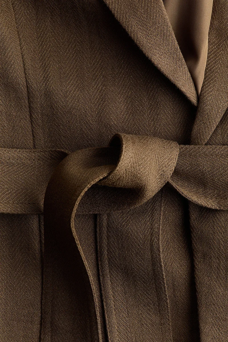 H&M Textured-weave tie-belt blazer
