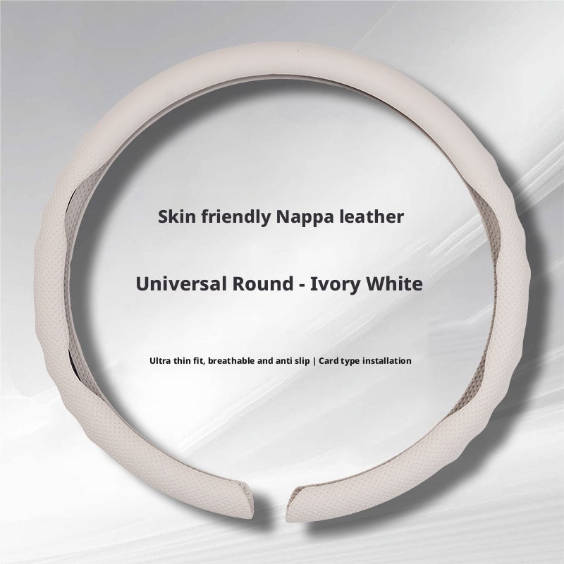 Universal Car Steering Wheel Cover - Nappa Leather, Breathable, Anti-Slip, Fits 38cm Wheels - Image 4